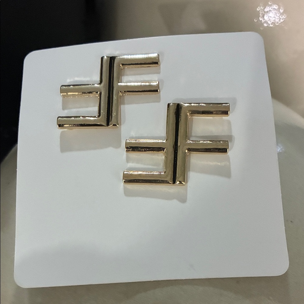 Gold Geometric Double Bar Stud Earrings